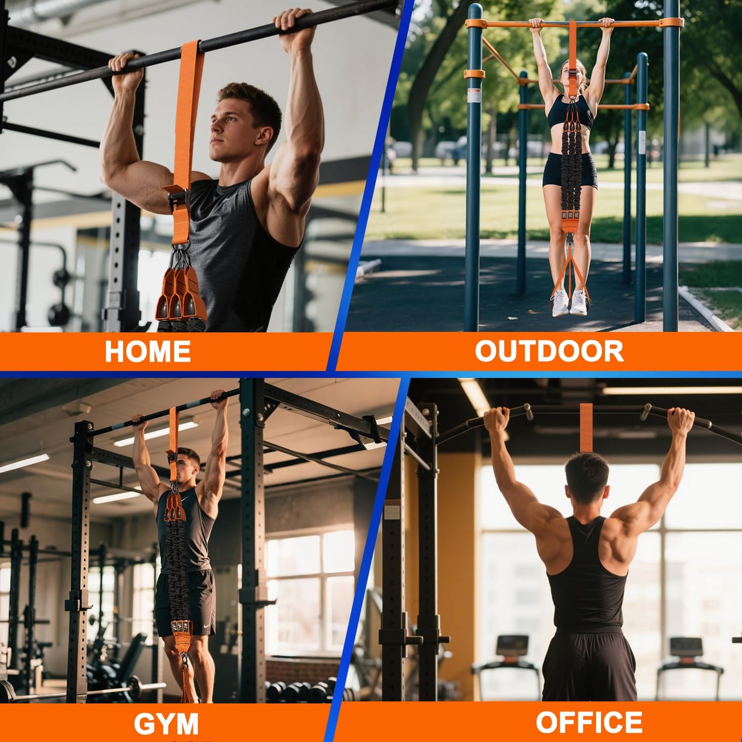 WHATAFIT Pull Up Assistance Bands,Two Foots Heavy Duty Resistance Band for Pull Up Bar, Adjustable Weight/Size with Fabric Feet/Knee Rest, Bands for Pull Up Assist for Strength Training, Pull Up