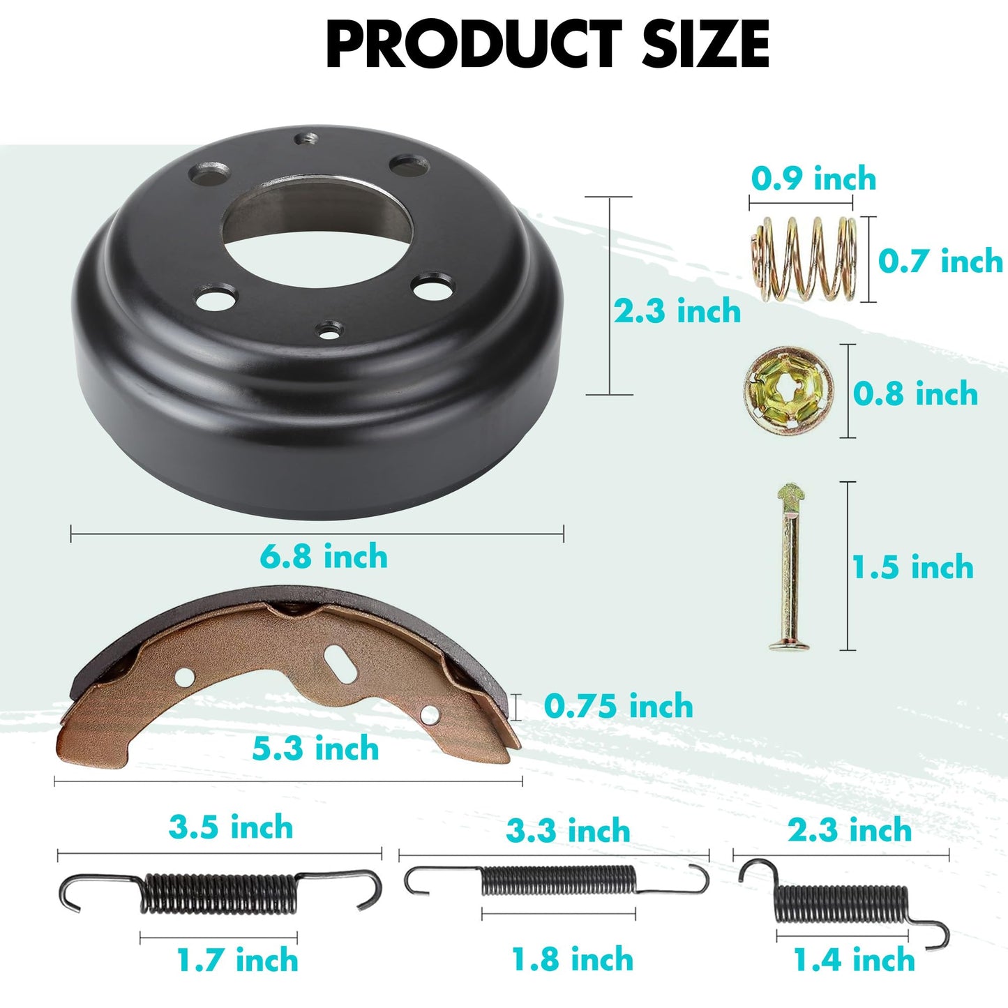 10L0L Yamaha Golf Cart Brake Repair Kit, Brake Hub Drums & Shoes & Spring kit fit Yamaha G14, G16, G19, G22 G&E 1994-2006 Models,OEM JU0-G6521-00-00, JN6-F5331-01-00, JN3-F5331-00