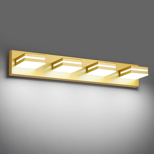 3-Light Modern LED Bathroom Vanity Light Fixture - Black Metal & Acrylic, 16-inch Over Mirror Lighting