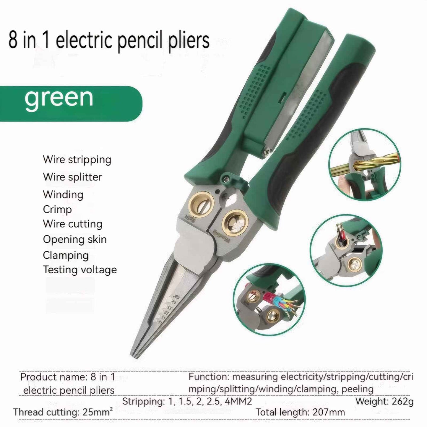 8 in 1 Wire Stripper with Voltage Tester, Electric Pliers, Multi-function Electric Wire Stripping Tool for Cutting and Pulling Pliers,Multi-Function Electrician Tool for Cutting, (1).