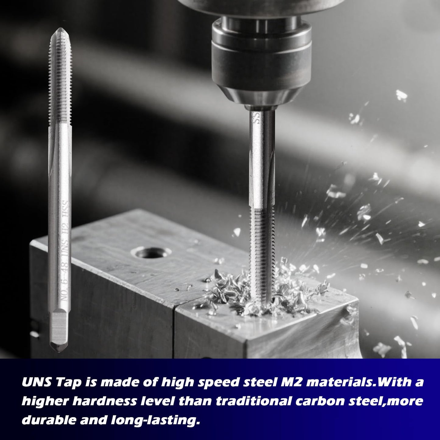 LWCUSNJ 2pcs UNS Thread Tap Right Hand, HSS UNS Straight Fluted Machine Tap (6-48 UNS)