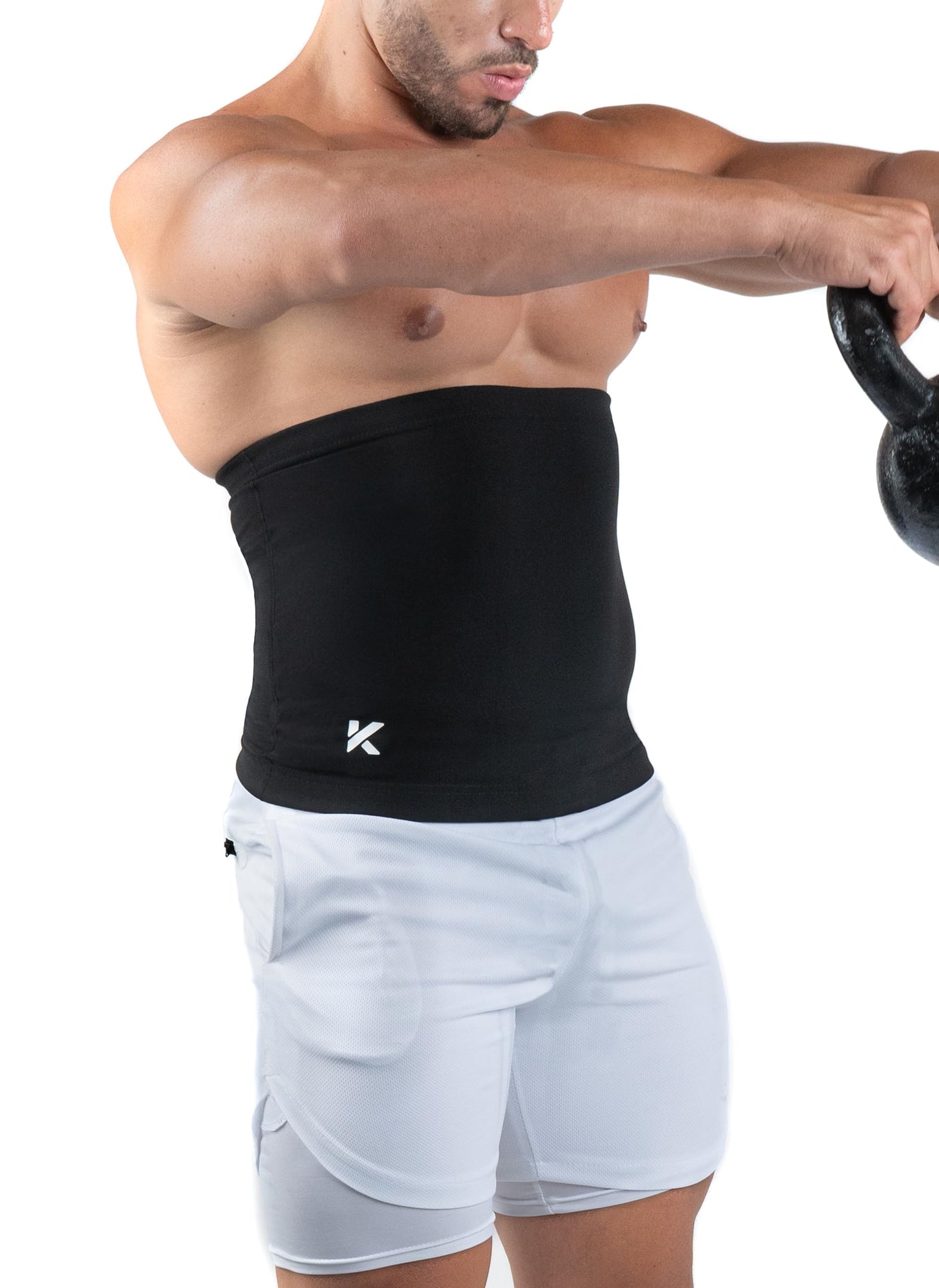 Kewlioo Men's Heat Trapping Waist Toner - Waist Trimmer Trainer Belt for Men - Comfortable & Discreet Waist Slimming Thermo Sauna Belt, Neoprene-Free Waist Cincher (Black, Small)