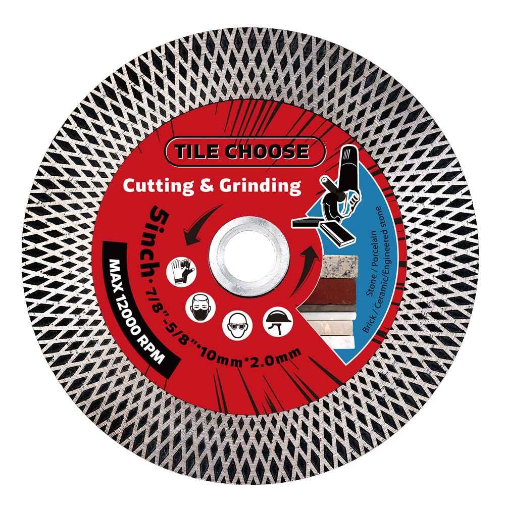 Diapro 5" Tile Turbo Saw Blade Diamond Blade with 5/8"-11 Arbor for Cutting and Grinding Porcelain Tile Granite Marble…