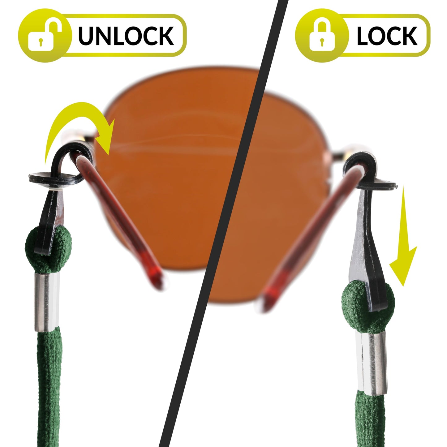 SIGONNA Eye Glasses String Holder Strap - Eyeglass Straps Cords for Men Women - Eyeglass Holders Around Neck - Sunglasses String Chain Lanyard Retainer - 4 Pcs Dark Brown, Green, Grey, Black