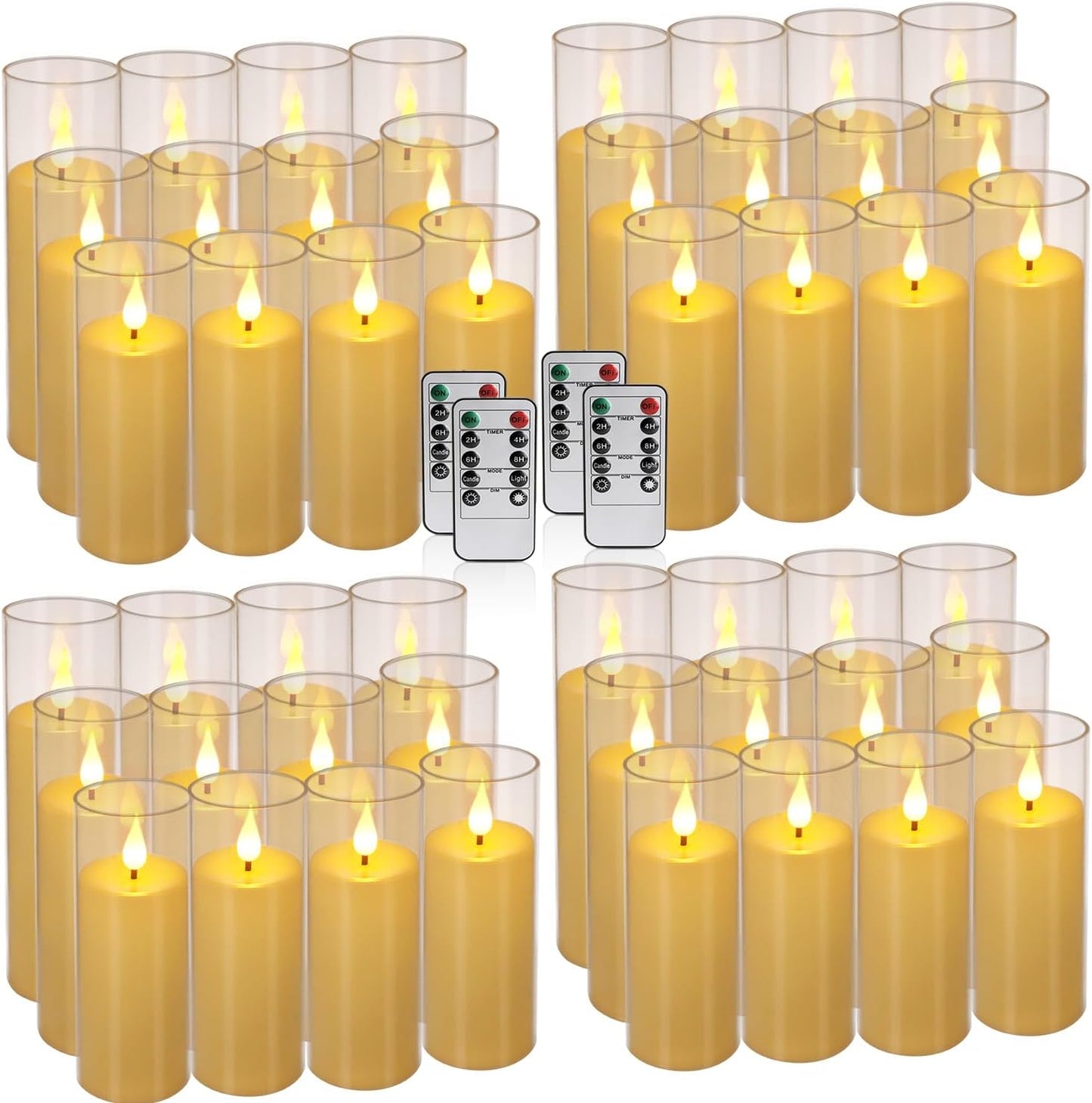 24-Pack Waterproof Flameless LED Candles with Remote & Timer – 4", 5", 6" Sizes for Halloween & Weddings