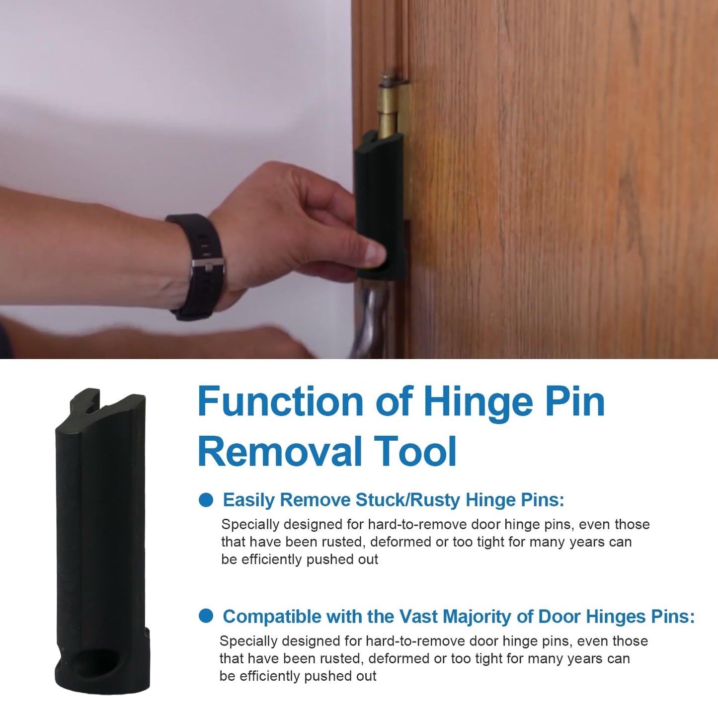 Door Hinge Pin Remover Tool Fit for Hinge Outlet Pin Popper, Heavy-Duty Alloy Steel Pin with Durable - Design Ergonomic Door Pin Popper Hinge Removal Tool, 1 Pcs