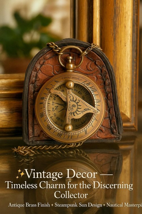 Brass Sundial Compass – Fully Functional Handmade Nautical Navigation Compass, Antique Maritime Decor, Personalized Gift for Husband or Traveler