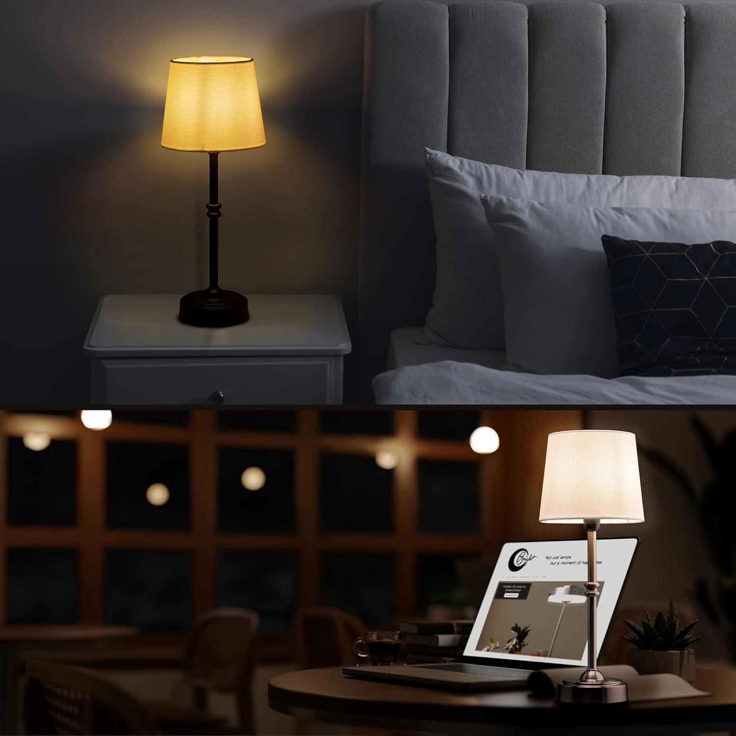 Cordless LED Table Lamp with Dimmer - O’Bright Seraph, Rechargeable Battery, 3-Level Brightness, Perfect for Patio & Bedside