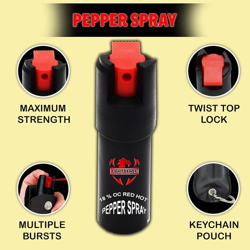 FIGHTSENSE Pepper Spray Combo Pack | Powerful Self Defense Kit for Women - Compact & Effective