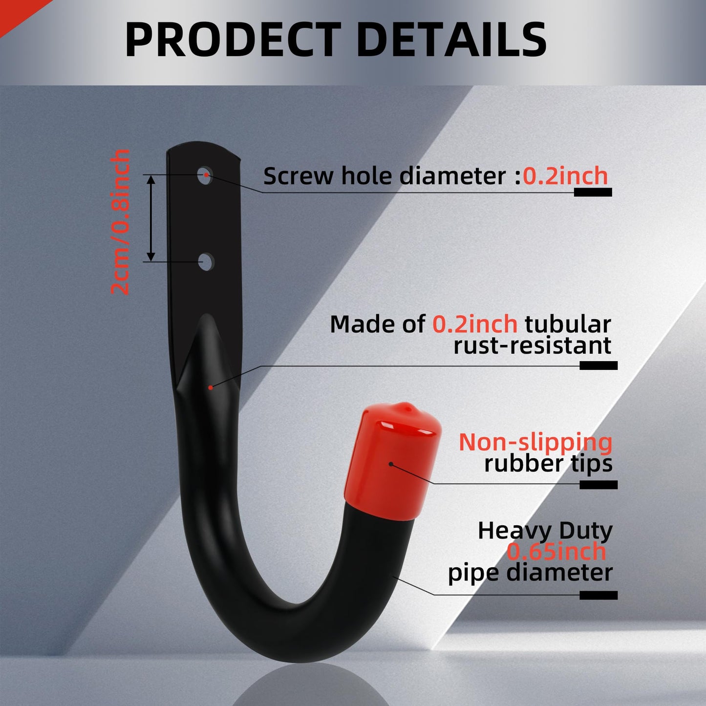 YOUNITA Heavy Duty Garage Wall Hooks for Hanging, 6Pcs Storage Hooks, 3.8inch Hanging Hook for Garage Storage and Organization,Wall Mount Utility J Hook with Wall Anchors and Screws (6, 3.8inch)