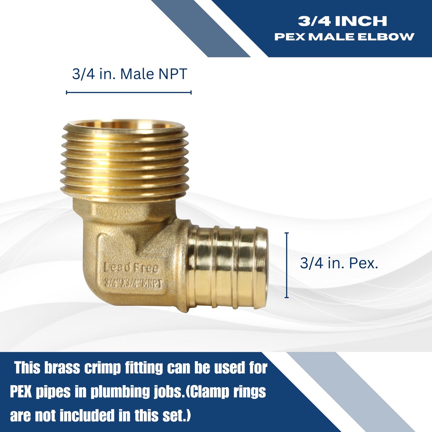 2 Pcs XFITTING Barb Crimp 3/4 Inch Pex Male Elbow, 3/4 Inch Pex Male Threaded Elbow