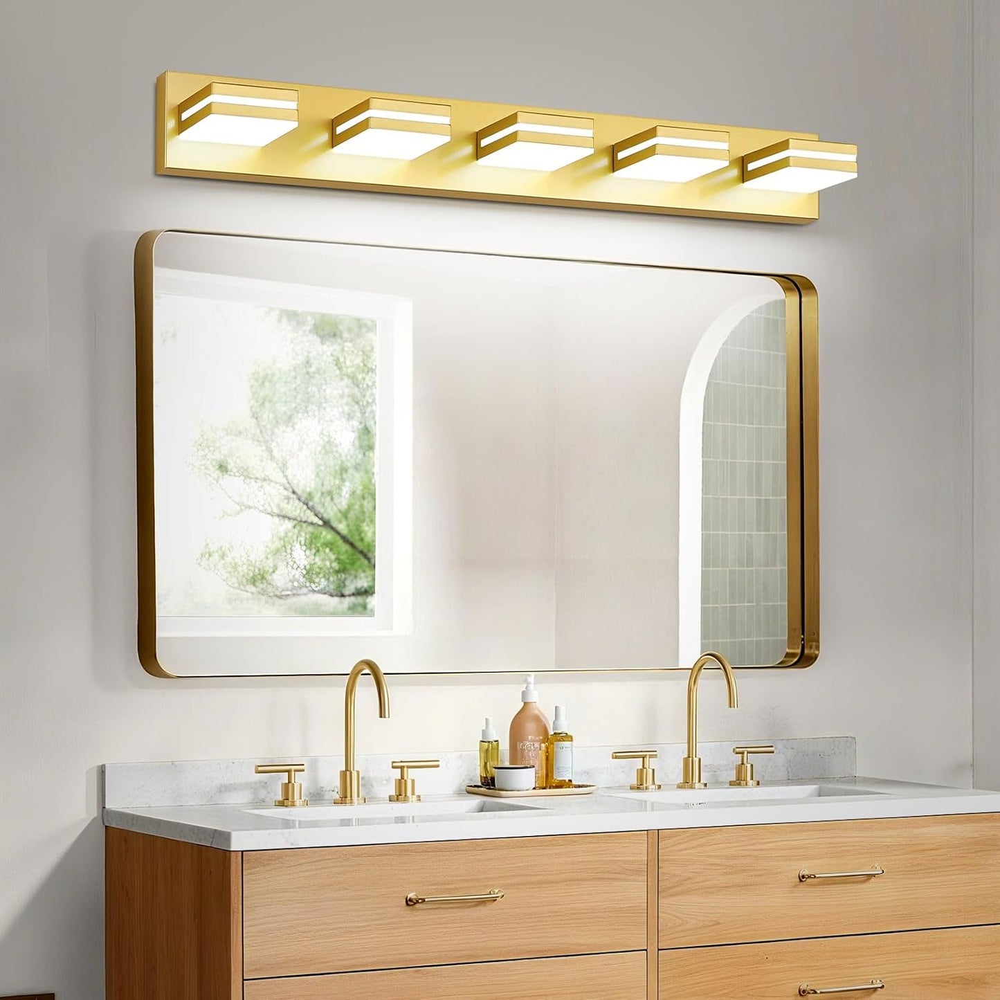 3-Light Modern LED Bathroom Vanity Light Fixture - Black Metal & Acrylic, 16-inch Over Mirror Lighting