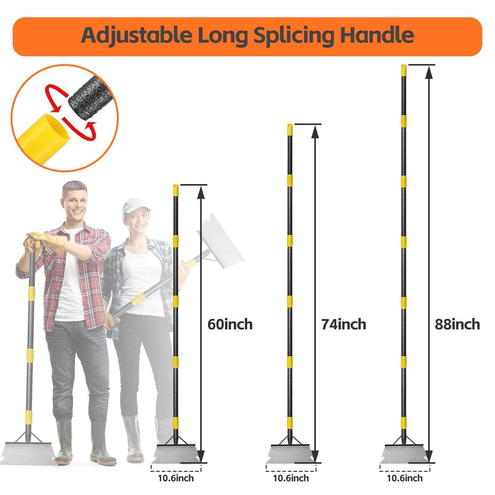 Garden Shovel, Weed Scraper Tool, Multifunctional Garden Cleaning Shovels, 60" Floor Scraper Long Handle, Heavy Duty Metal Flat Spade Shovel for Lawn Edging,Sidewalk Weeding,Ice Chopper,Snow Shovel