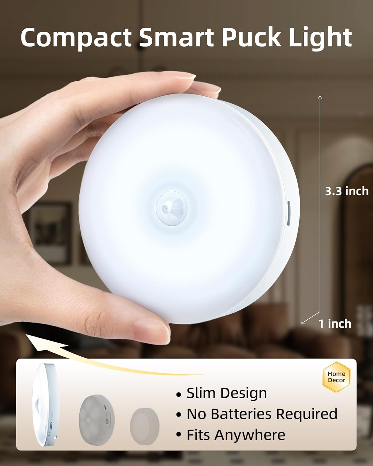 Rechargeable Under Cabinet Puck Lights with Remote - Dimmable RGB & 3 Color Temps (6 Pack)