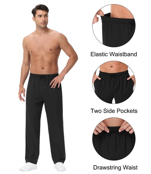 Kinglaman 4 Pack Mens Athletic Sweatpants Gym Workout Joggers Pants Running Jogging Pants for Men 2 Black 1 Blue 1 Gray Large