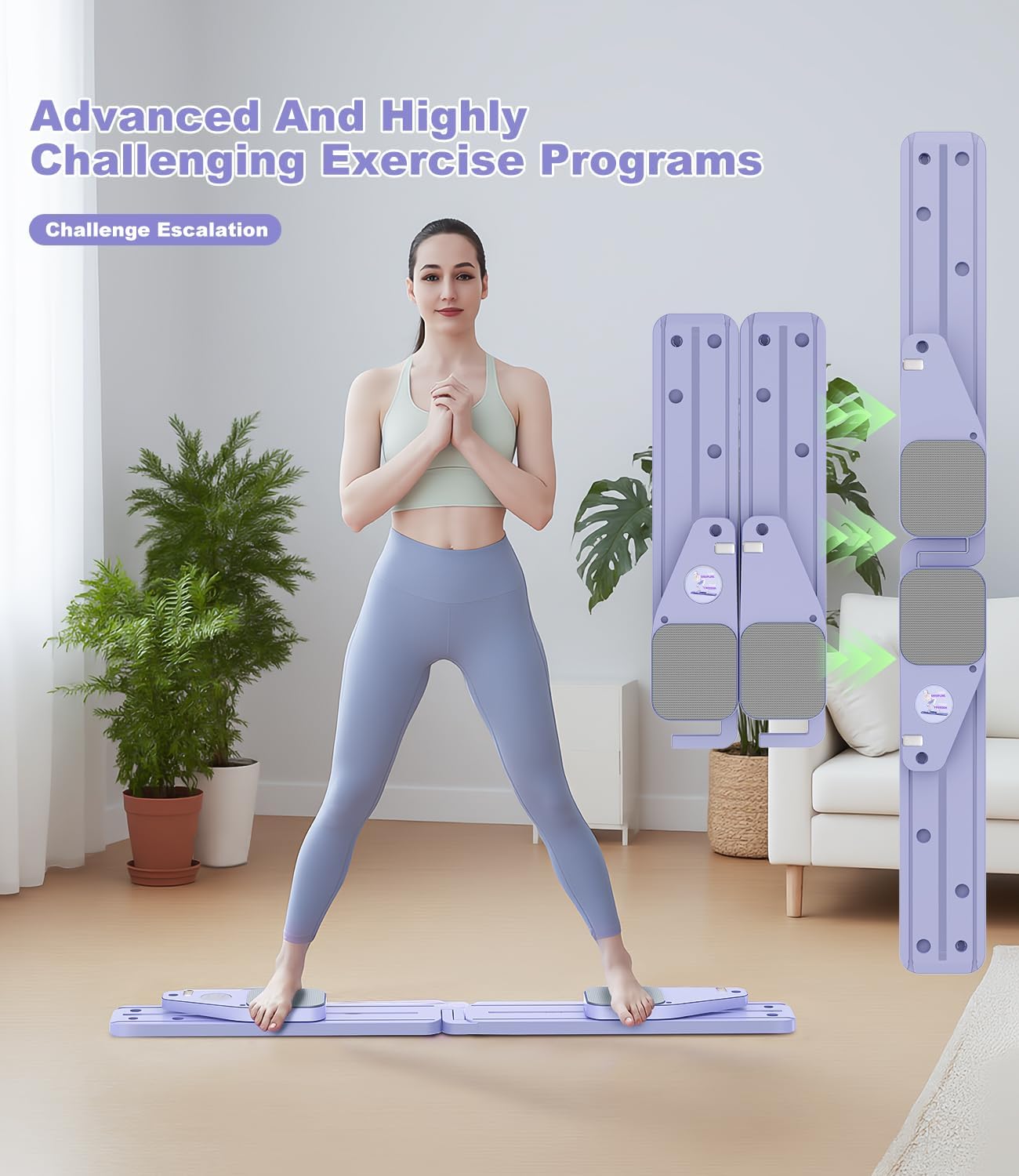 PENGYOUNG Pilates Board, 12 in 1 Mini Plilates Reformer Set, Multifuncional Portable Pilates Reformers Board for Home Workout, Free Combination 100+ Exercise Mode (Purple)