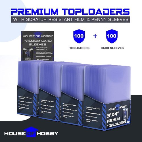 200pc Top Loaders | Hard Plastic Trading Card Protectors & Penny Sleeves Bundle - Ideal for Yu-Gi-Oh & Baseball Cards