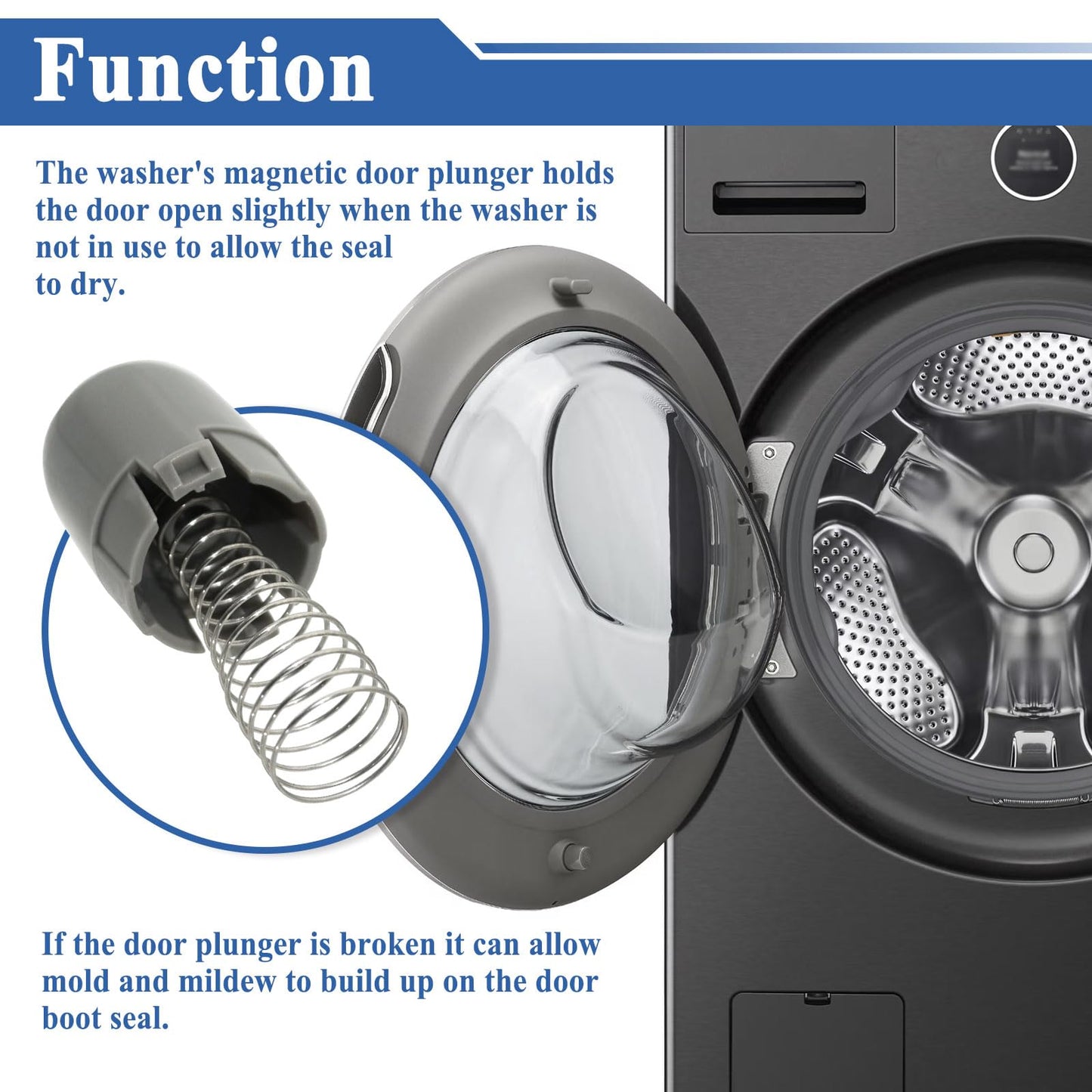2Pcs AGM73610701 Washer Magnetic Door Plunger Replacement Part, with Springs