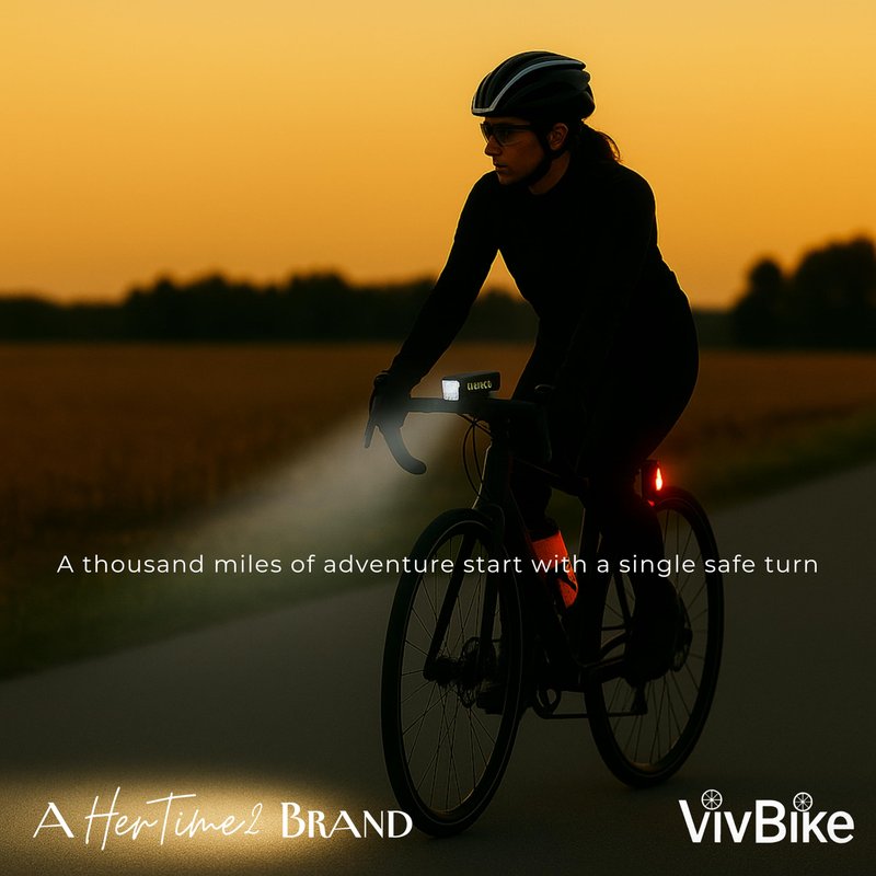 VivBike Rechargeable Bicycle Lights Set for Daily Use, LED Front Light and Rear Light, USB Mini Rechargeable, IPX4 Waterproof, Easy Mount | A HerTime2 Brand