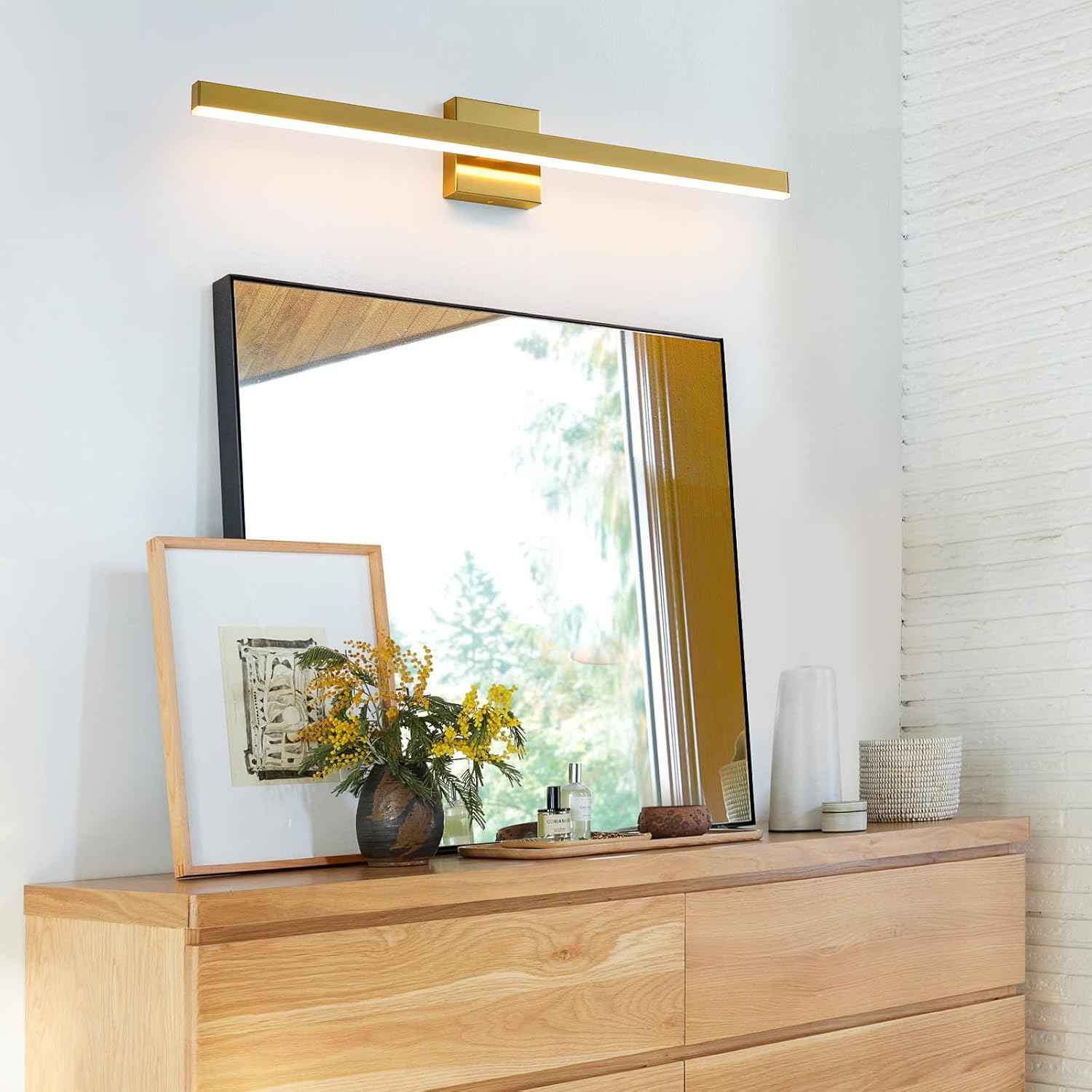 24-Inch Dimmable Gold Bathroom Vanity Light - Modern LED Bar Fixture for Over Mirror