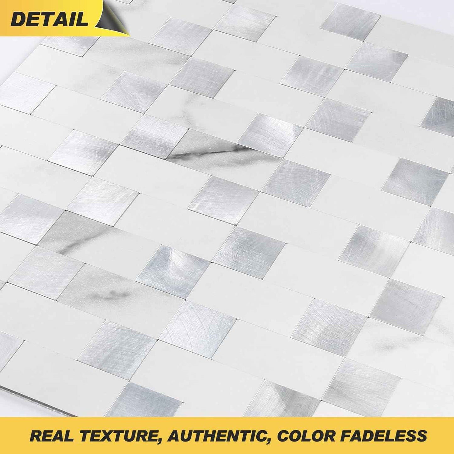 Stainless Steel Peel and Stick Backsplash Tiles - 20 Sheets, 12''x12'' for Kitchen & Bathroom