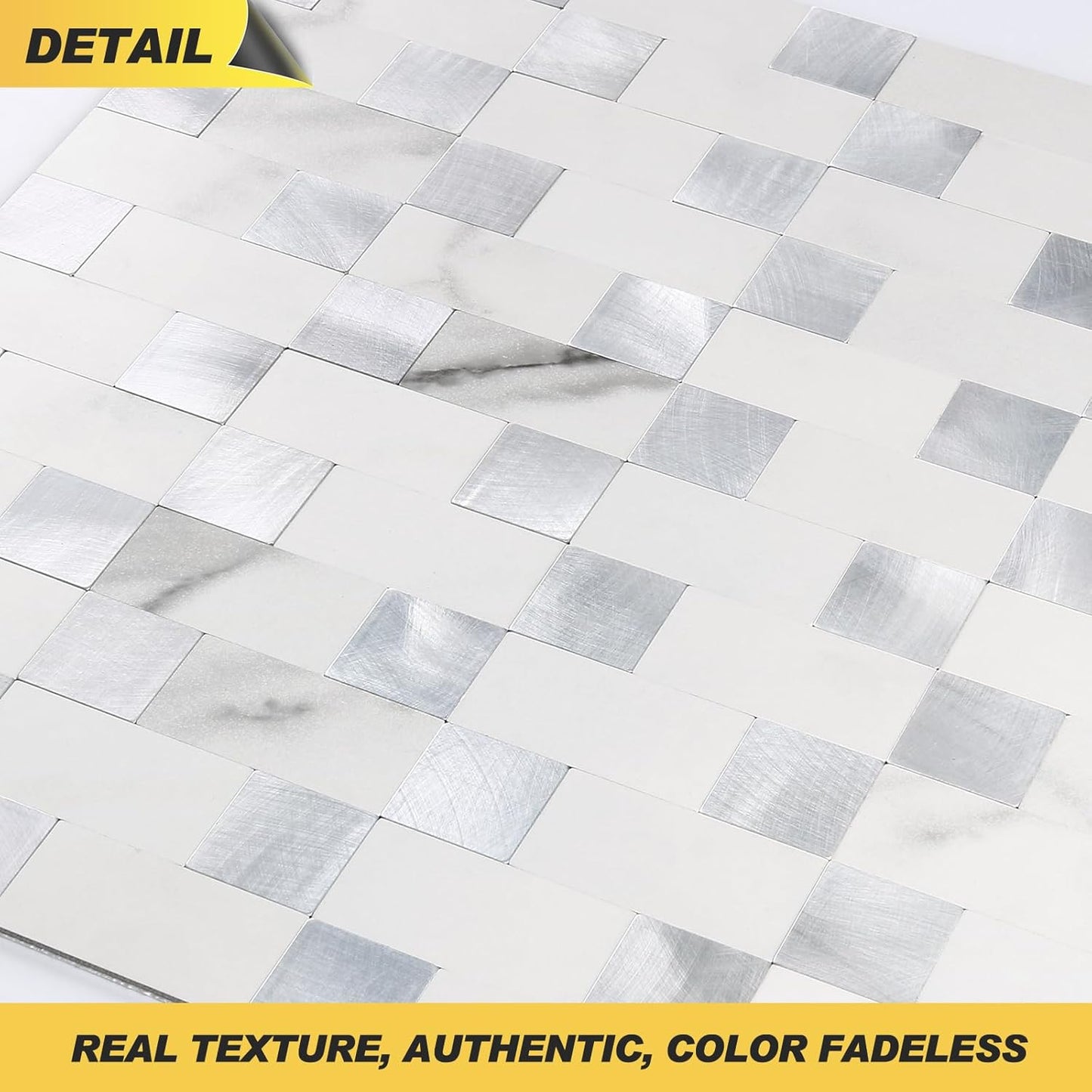 Stainless Steel Peel and Stick Backsplash Tiles - 20 Sheets, 12''x12'' for Kitchen & Bathroom