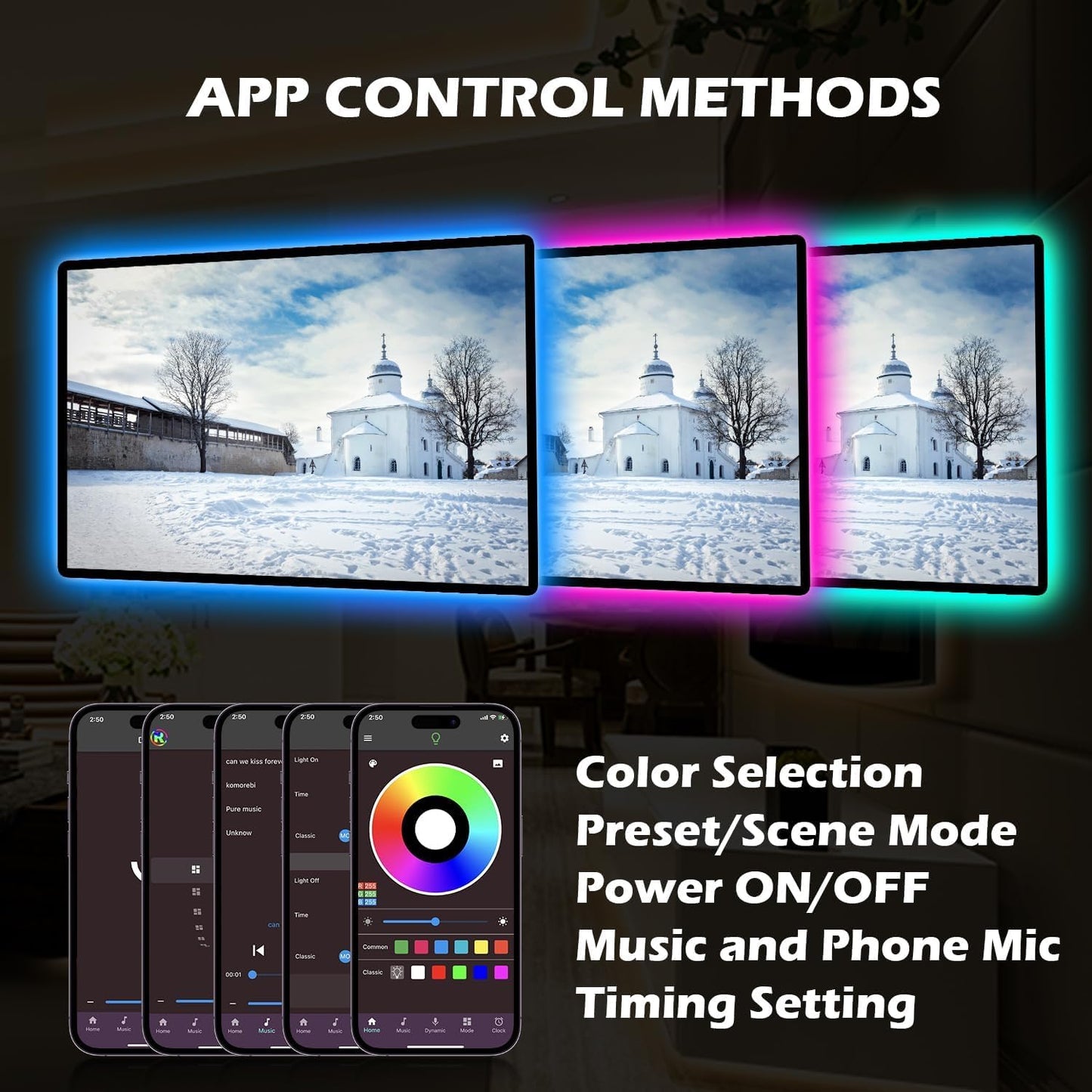 KIKO Battery Powered Led Strip Lights 6.56ft, 2m USB/Battery Operated 60 LED 5050 RGB LED Lights Birthday Christmas Gift with Remote for TV Backlight, Bedroom, Camping