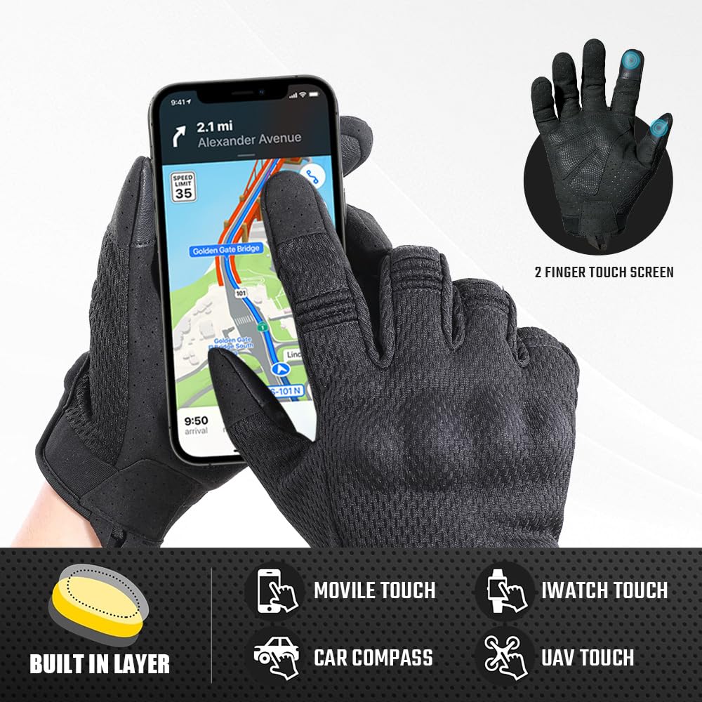 WTACTFUL Touch Screen Summer Breathable Tactical Gloves for Men Airsoft Paintball Hunting Outdoor Full Finger Gloves Black XL