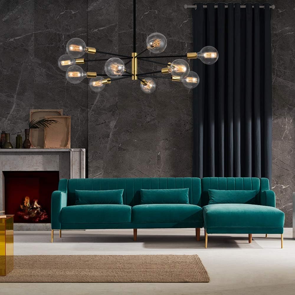8-Light Gold Sputnik Chandelier - Modern Adjustable Ceiling Light for Dining Room, Kitchen & Foyer