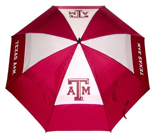 Team Golf NCAA Texas A&M Aggies Golf Umbrella 62" Golf Umbrella with Protective Sheath, Double Canopy Wind Protection Design, Auto Open Button