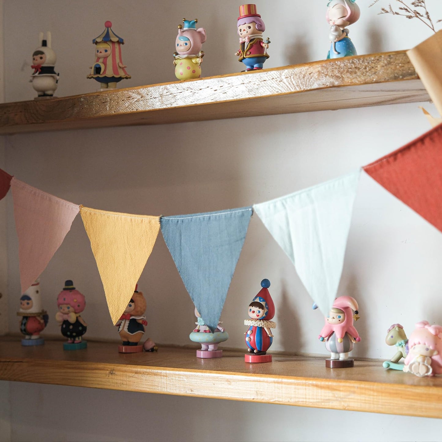 3.9ft Half Circle Banner - Pastel Cotton Pennants for Kids Tent, Nursery & Birthday Party Decor Pastel Pennant Banner | Single Sided Hanging Banners (Set of 2)