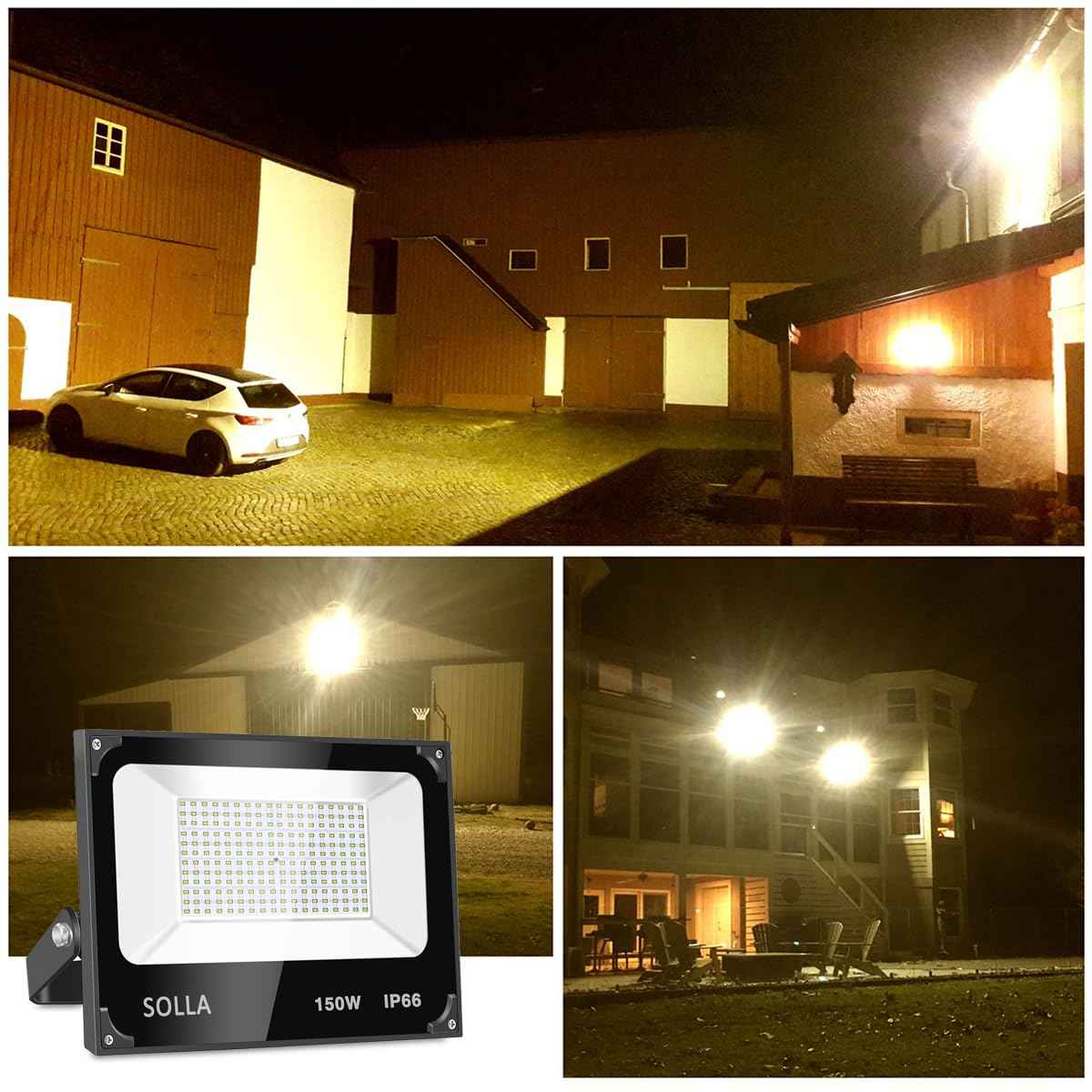 2 Pack 150W Led Flood Light, 15000lm 3000K Warm White Exterior Flood Lighting, Outdoor Indoor Flood Light Fixture Landscape Security Floodlight Spotlight for Yard, Garden, Garage, Rooftop
