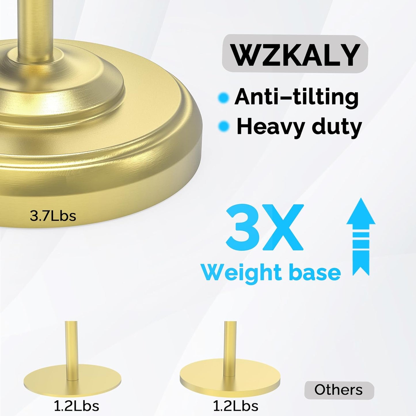 Brushed Nickel Free Standing Toilet Paper Holder with Pivoting Design & Weighted Base