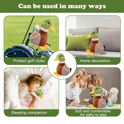Funny Mallard Duck Golf Headcover, Animals Plush Golf Club Head Covers, Small Size Fits Hybird and Irons, Large Size Fits Standard 460cc Driver Head