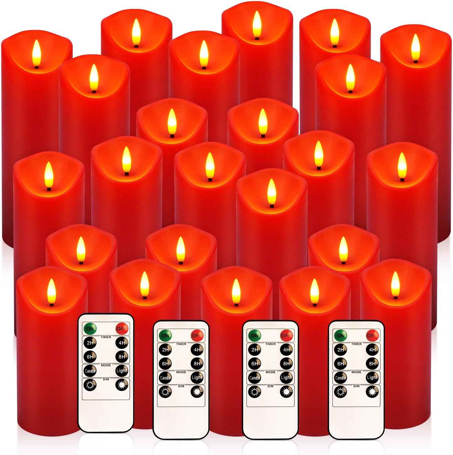 24-Pack Remote Control LED Flameless Candles - 3D Flame Timer Candles for Home, Weddings & Holidays