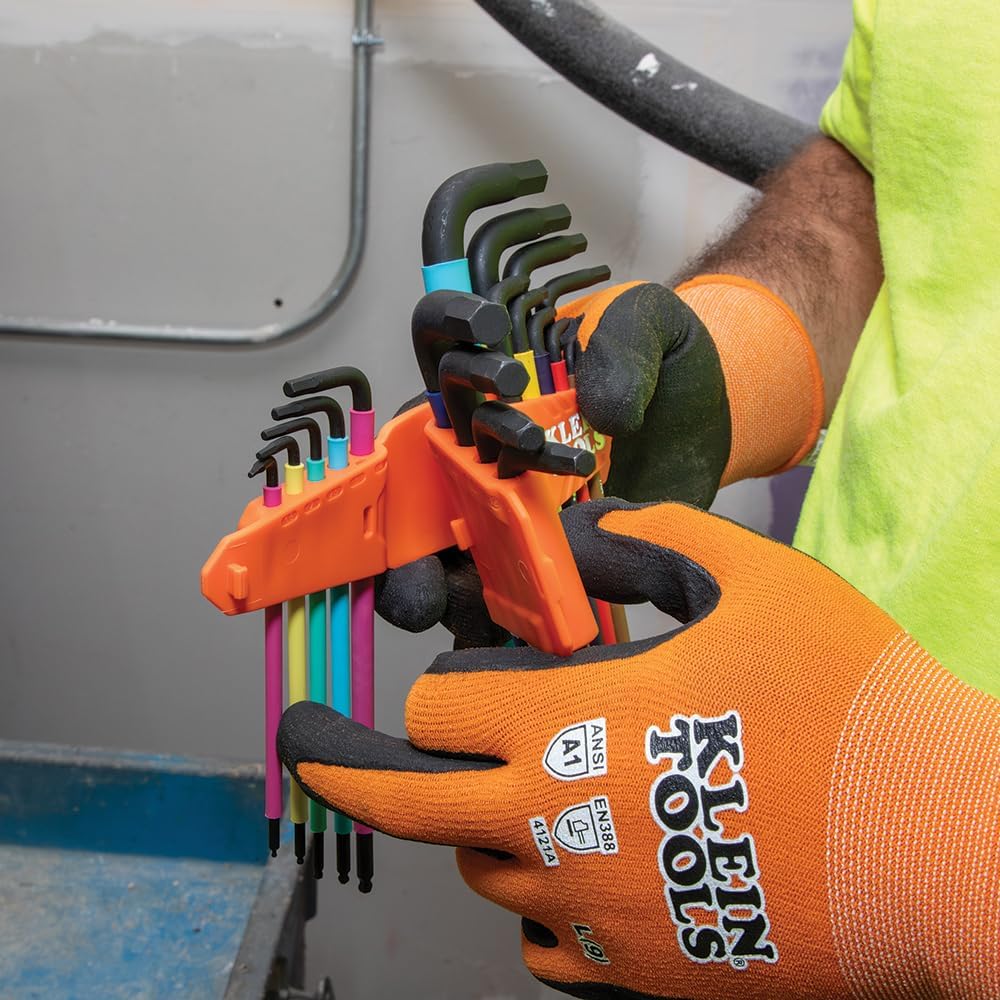 Klein Tools 18-Piece Hex Key Wrench Set - Color Coded, SAE & Metric, Long Arm & Ball End