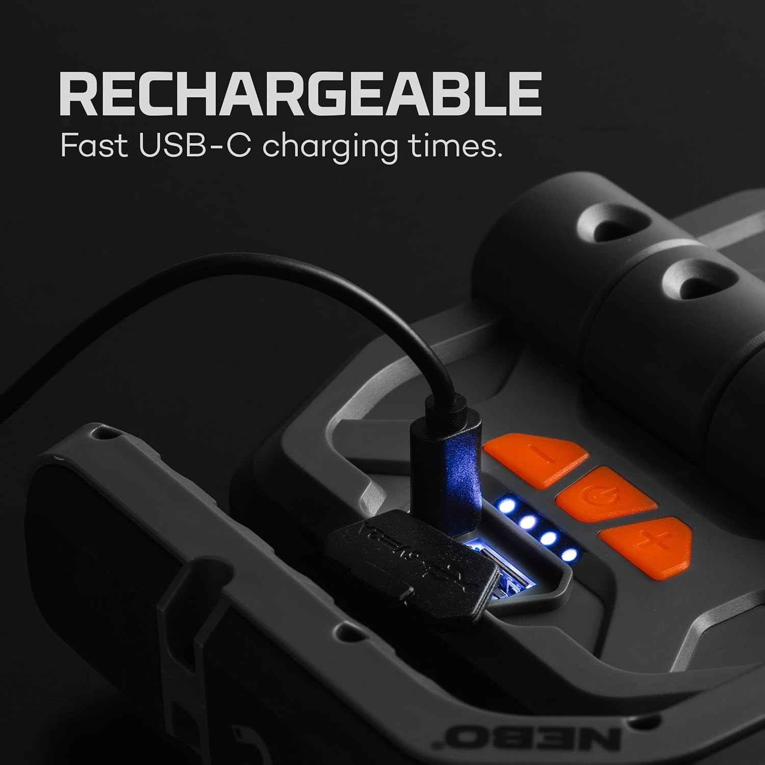 NEBO OMNI 3K Rechargeable Work Light - 3000 Lumens, 6 Modes, Magnetic Handles, Power Bank & USB-C Cable