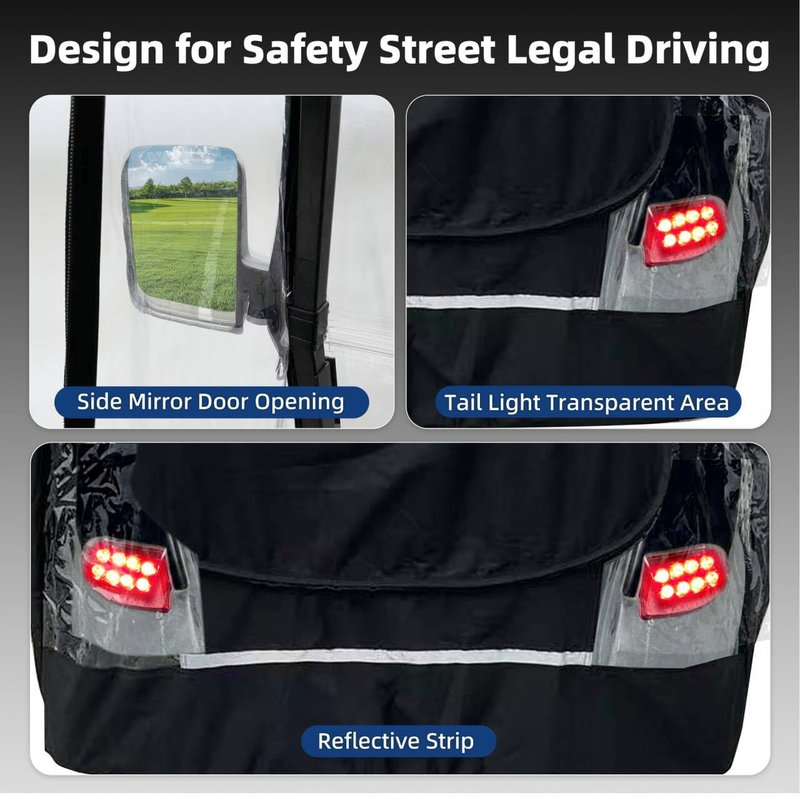Mixopoly 4 Passenger Golf Cart Enclosure for Club Car Precedent 2+2 Seater with Short Roof 58 inch, 4-Sided Clear Window 600D Rain Cover Waterproof Windproof Snowproof and All-Weather Protection