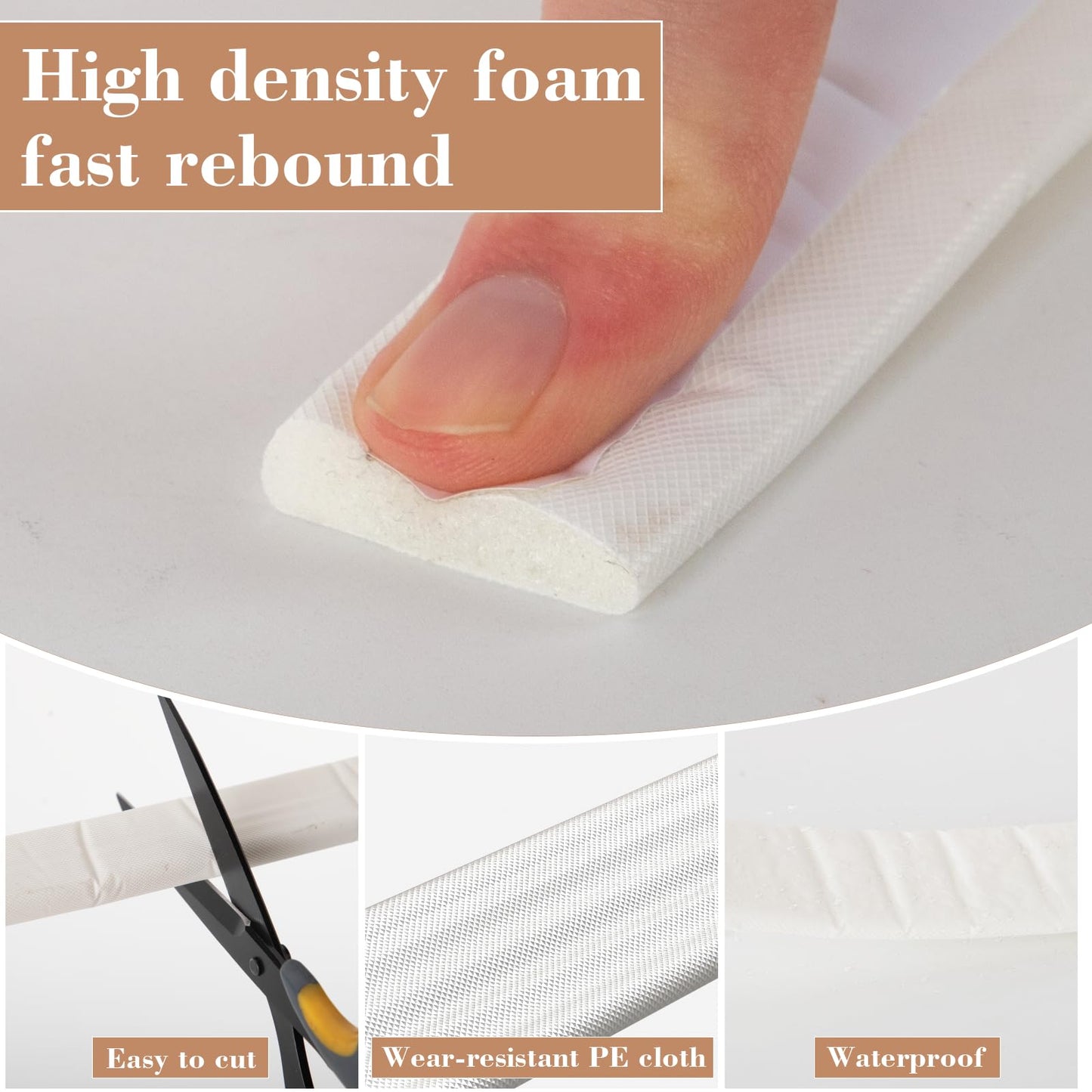 9.8 Ft Weather Stripping Door Seal Strip,Adhesive Foam Window Insulation Weather Strip for Winter,Soundproofing Weatherstripping for Door Frame Seal,Wedge Window Draft Stopper Gap Filler,White