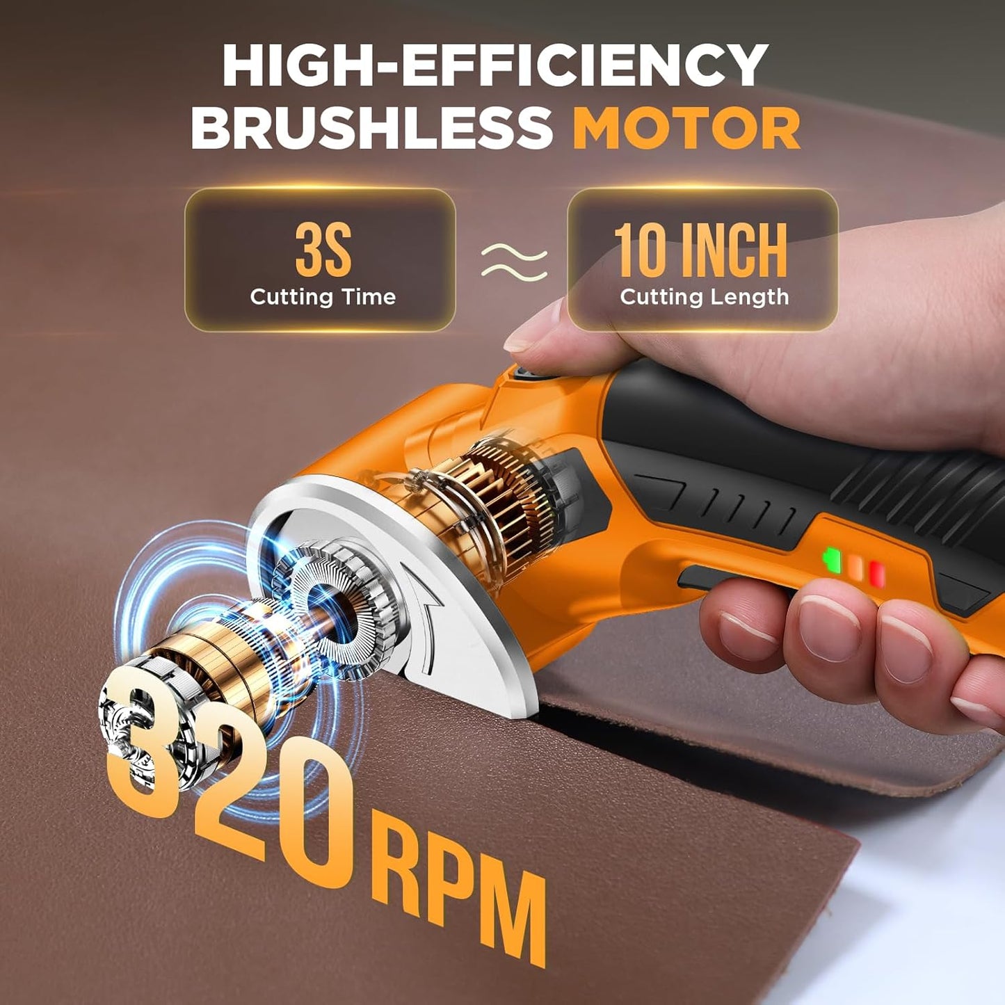 Rechargeable Cordless Electric Scissors - 4V Rotary Cutter with LED Light & 2 Blades for Fabric, Cardboard, and Plastic