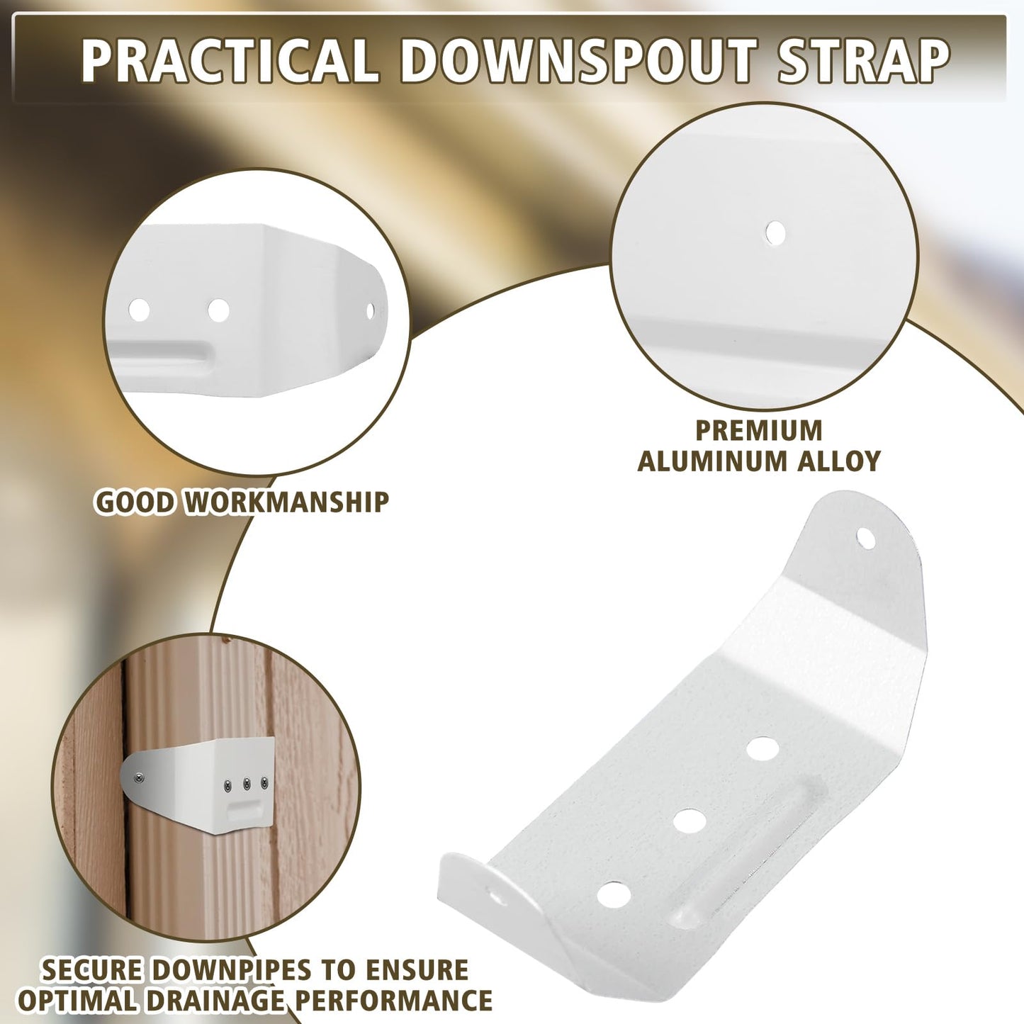 Shimeyao 4 Pcs Gutter Downspout Straps 2 x 3 Inch Downspout Pipe Clip Hidden Bracket, Aluminum Rain Gutter Straps for Secure Wall Mounting