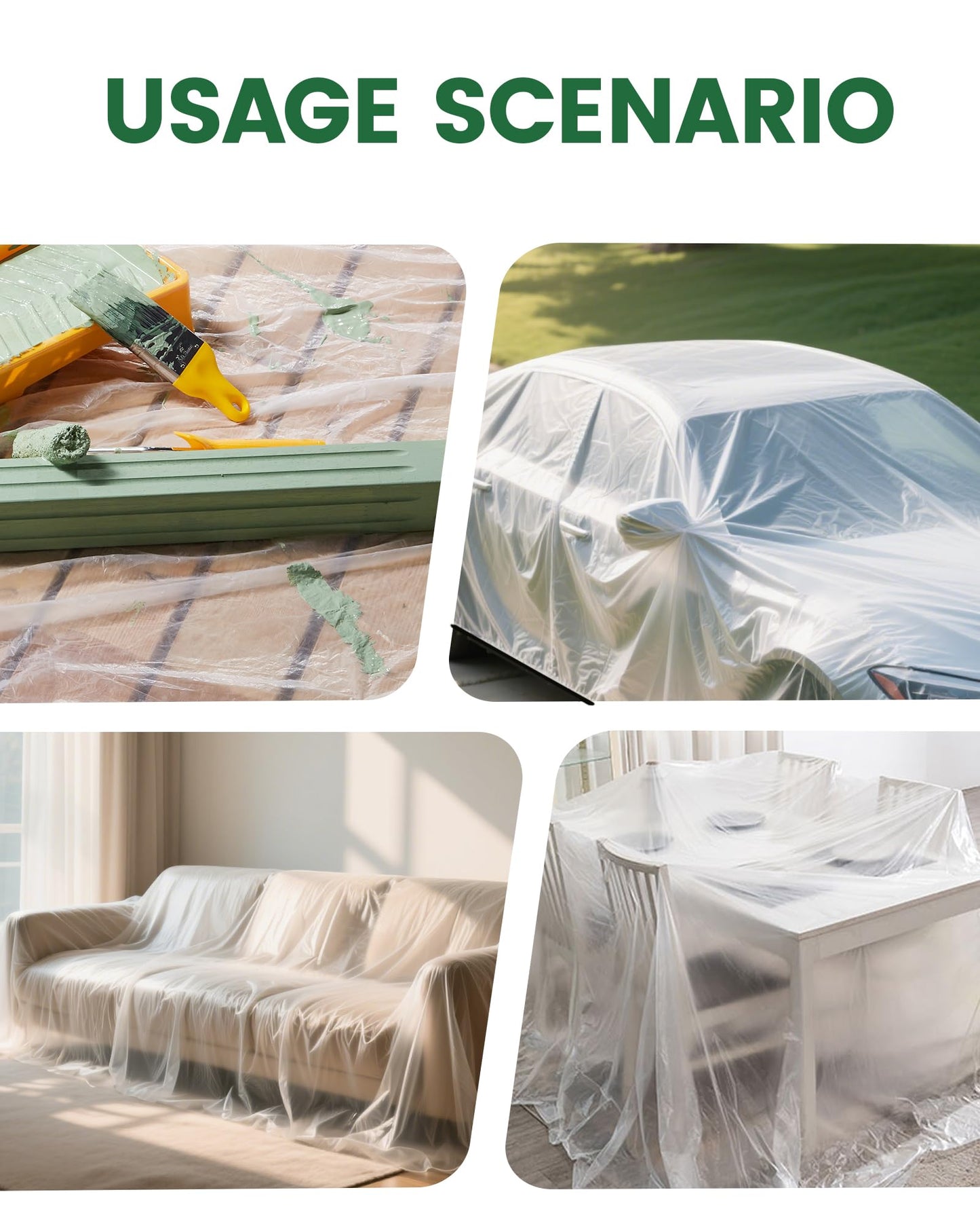 Voomey 6-Pack Plastic Drop Cloth 9x12 Feet - Waterproof and Clear Drop Cloth for Painting Sheet - Plastic Sheeting - Furniture Protection, and Floor Covering