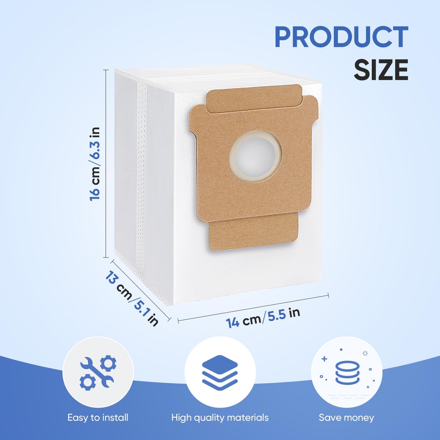 LBLVBNEWD 16 Pack Q0520 Dust Bags for iRobot Roomba Vacuum Q0520/105 Vac/104/105 Combo/Plus 405/Plus 505 Combo/Max 705 Vac Robot Vacuum Cleaner Disposable Replacement Bags Accessories