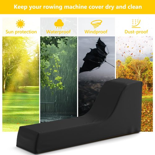 Gasadar Rowing Machine Cover for Concept 2 Fitness Equipment Outdoor Waterproof Sports Rowing Machine Cover with Adjustable Drawstrings and Windproof Buckle 95" L x 24" W x 40" H Black
