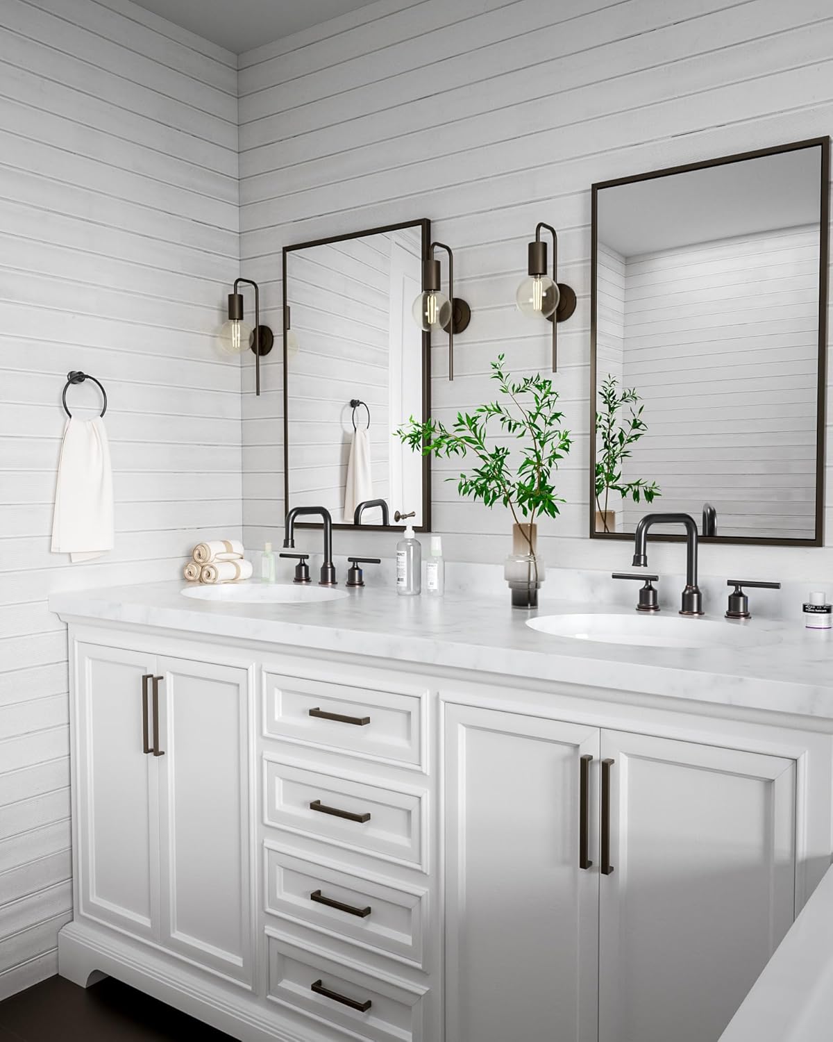 Brushed Nickel 8-Inch Widespread Bathroom Faucet with 360° Swivel Spout - Modern 2 Handle Lavatory Sink Fixture
