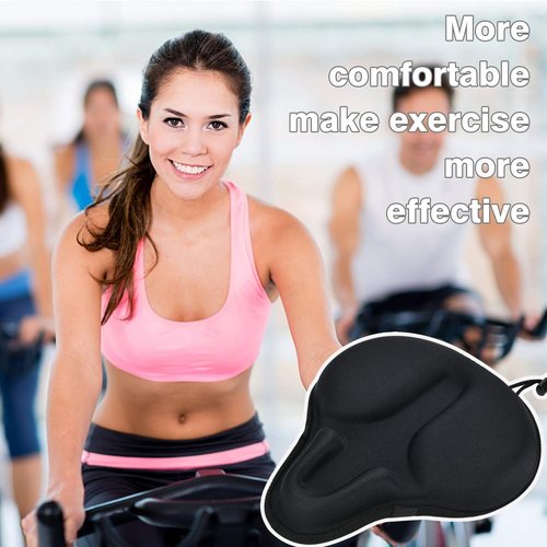 DAWAY Bike Seat Cover - Comfortable Silicone Gel & Memory Foam Cushion for Men & Women | Fits Peloton, Stationary & Mountain Bikes - XL/Large/Small