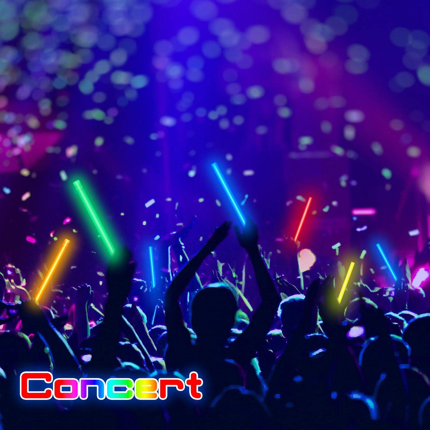 Lewtemi 5 Pcs Large Glow Sticks, 14 Inch Jumbo Light up Sticks Holiday Colorful Sticks Emergency Glow in The Dark Party Supplies for Camping, Halloween, New Year (Red, Orange, Yellow, Green, Blue)