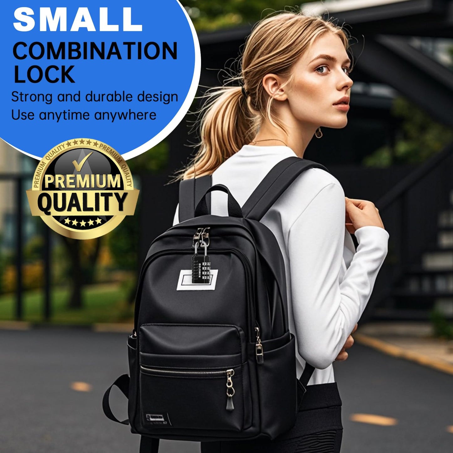DELSWIN Combination Lock 4-Digit Small Padlock - 4Pcs Resettable Combo Lock for School Gym Locker, Outdoor, Fence, Gate, Waterproof Luggage Locks for Travel Backpack