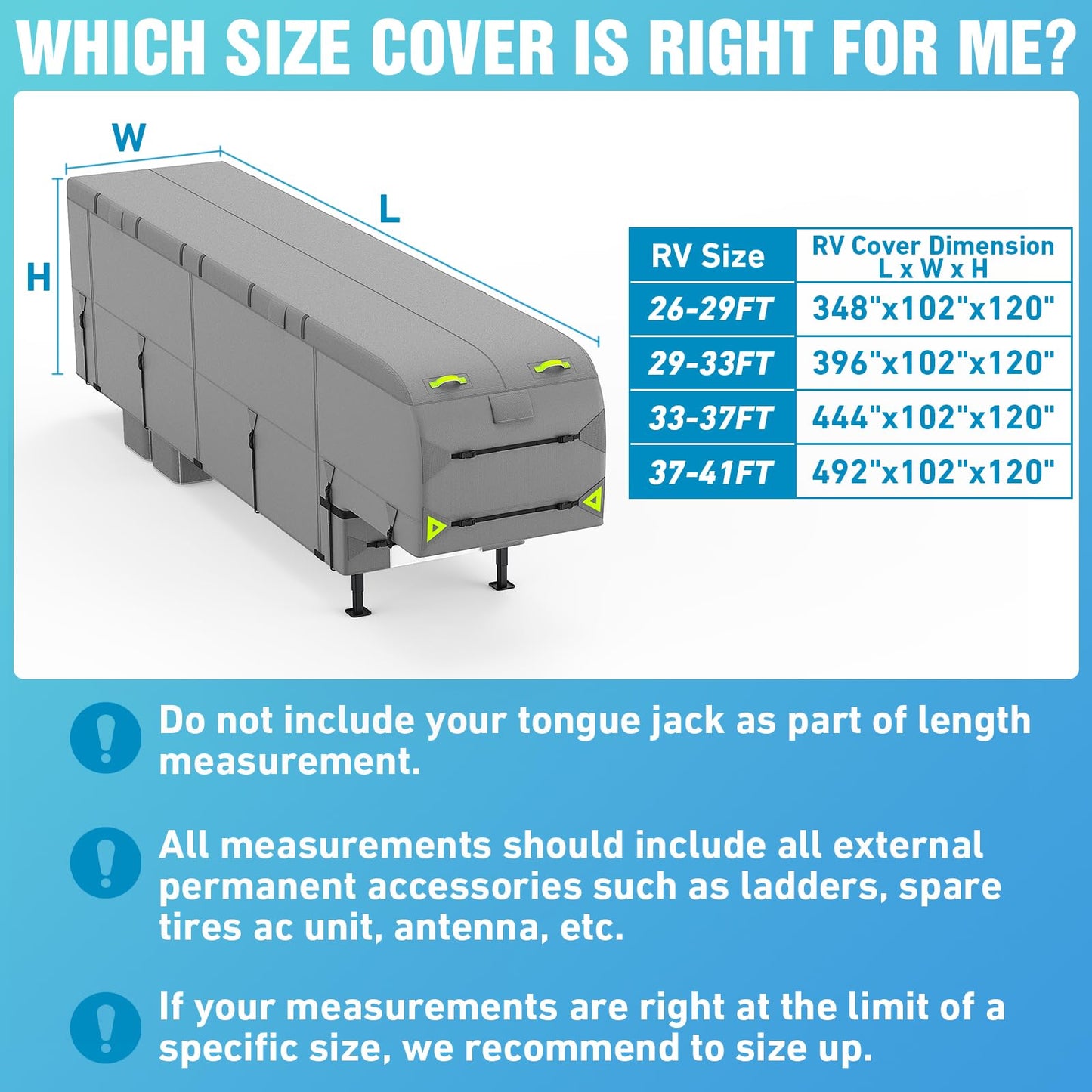PuroShelt 5th Wheel RV Cover 37-41ft, 7 Layers Travel Trailer Cover, Waterproof Camper Cover, Tongue Jack Cover, Tear Resistant Waterproof Motohome Fifth Wheel RV Cover