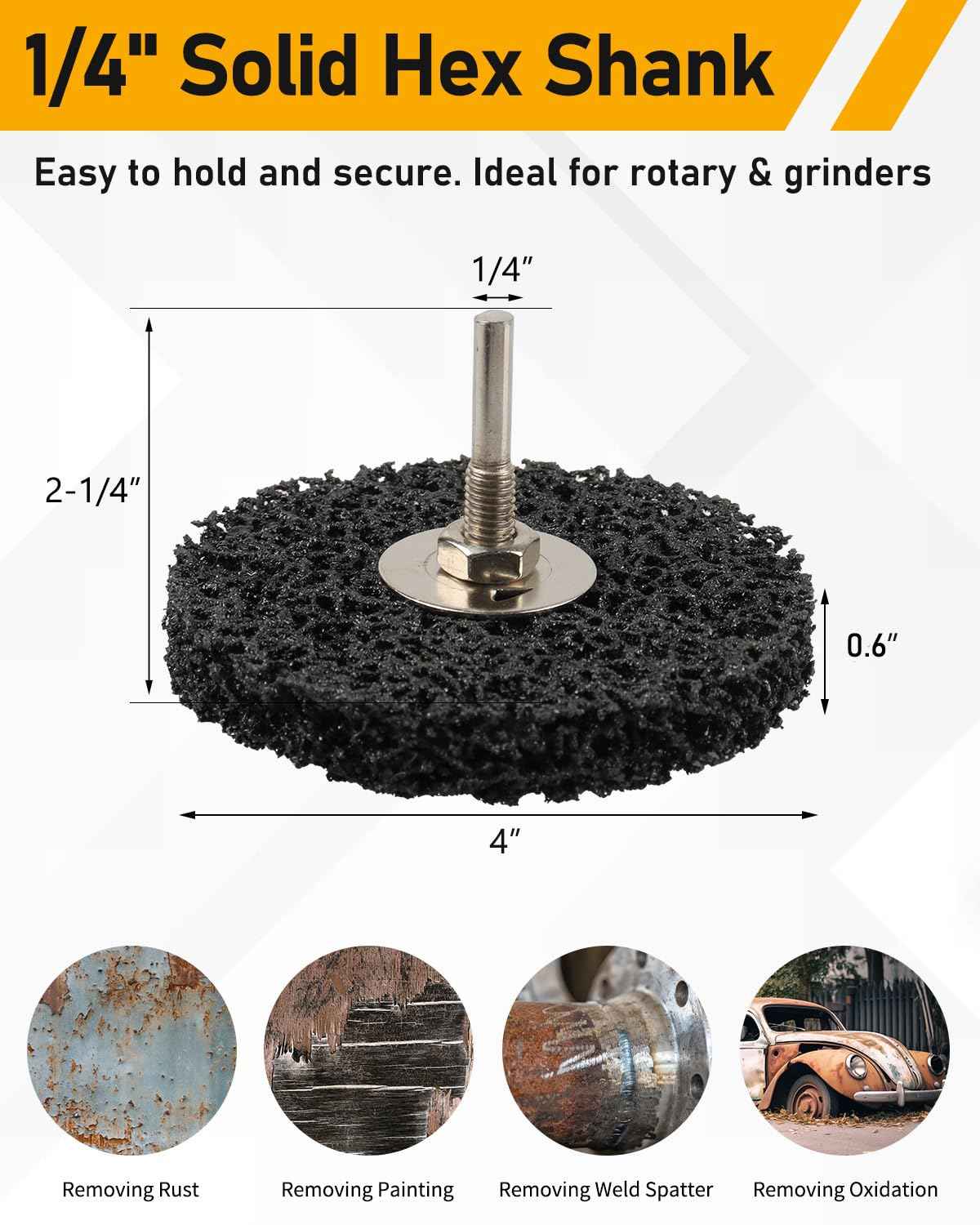 ZORUNNA Paint Stripper Wood, 5PCS Effective Paint Remover for Metal, 4 in Quick Change Paint Eater as Rotary Disc or as a Brush (on face), for Grinding Wood, Metal, Plastic and Fiberglass.